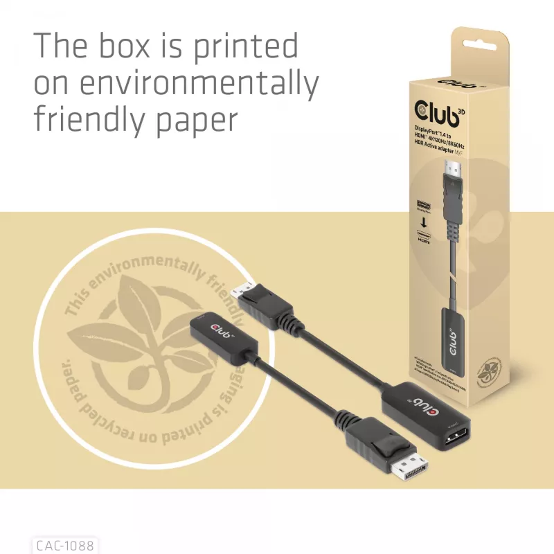 CLUB3D DisplayPort1.4 a HDMI 4K120Hz/8K60Hz HDR Adaptador Activo M/H
