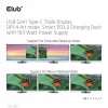 CLUB3D USB Gen1 Type-C Triple Display DP1.4 Alt mode Smart PD3.0 Charging Dock con Fuente de Alimentación 100 Watt