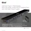 CLUB3D USB Gen1 Type-C Triple Display DP1.4 Alt mode Smart PD3.0 Charging Dock con Fuente de Alimentación 100 Watt