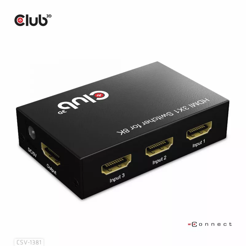 Club3D CSV-1381 conmutador HDMI 3 a 1, 8K60Hz/4K120Hz
