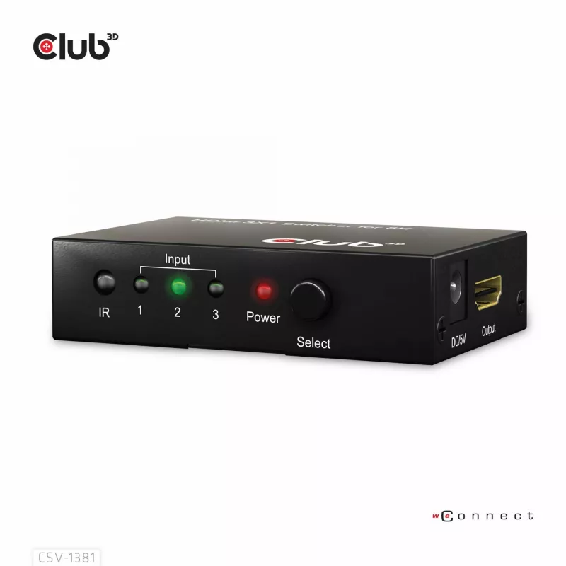 Club3D CSV-1381 conmutador HDMI 3 a 1, 8K60Hz/4K120Hz