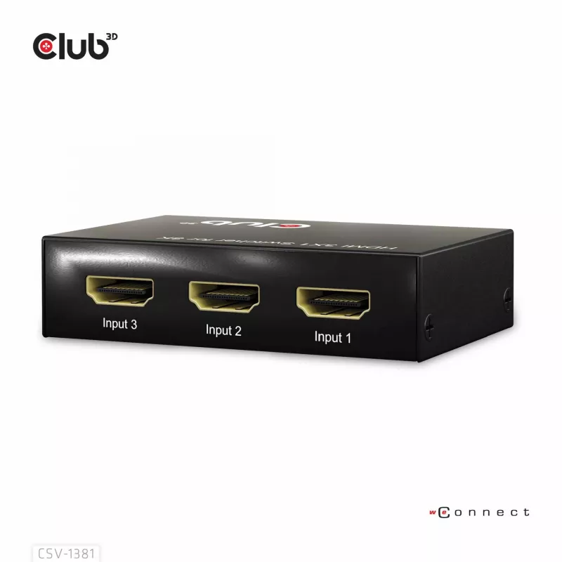 Club3D CSV-1381 conmutador HDMI 3 a 1, 8K60Hz/4K120Hz