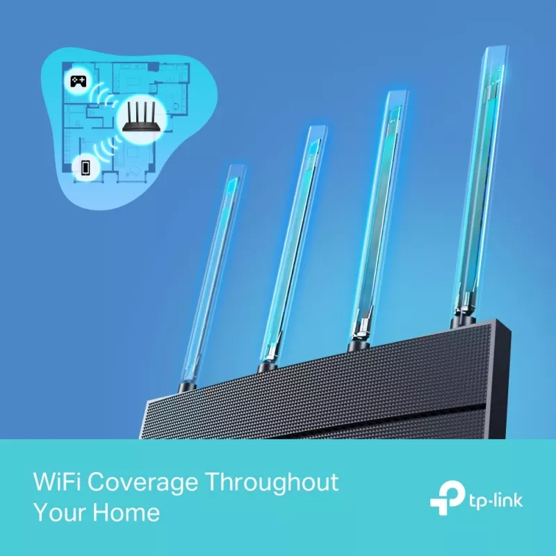 TP-Link Archer AX1500 Router Wi-Fi 6, Wi-Fi 6 (802.11ax), Dualband (2,4 GHz / 5 GHz), Ethernet LAN, Negro, Router de Sobremesa