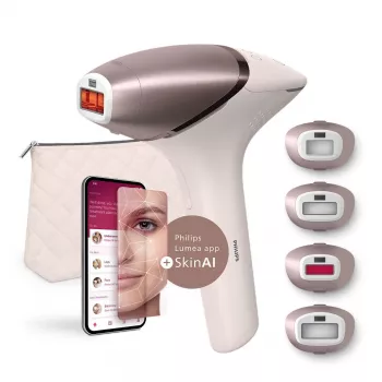 Depiladora Philips BRI977/00 IPL Depiladora de Luz, Funciona con Batería, Oro Rosa, Accesorios para Rostro y Cuerpo