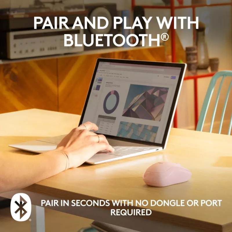 LOGITECH M240 Ratón Silencioso - Bluetooth - Rosa