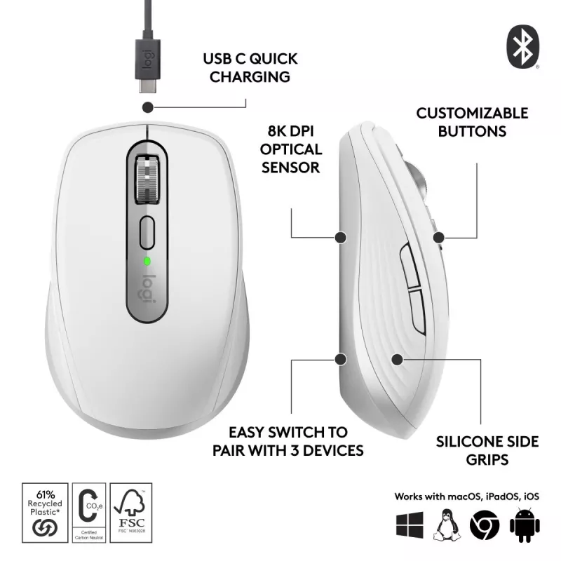 LOGITECH Mx Anywhere 3s For Business - Gris Claro - Emea28-935
