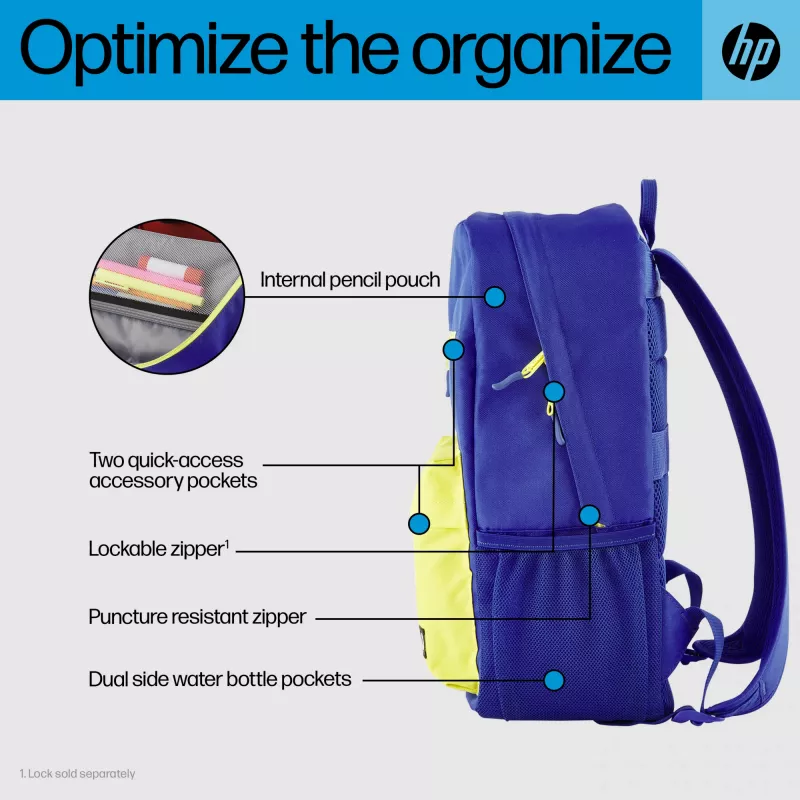 Mochila Casual HP Campus Blue Mochila Azul Amarillo Poliéster 295x185x435mm
