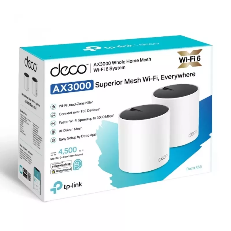 TP-Link DECO X55 (pack de 2) Dualband (2,4 GHz / 5 GHz) Wi-Fi 6 (802.11ax) Blanco 3 Intern