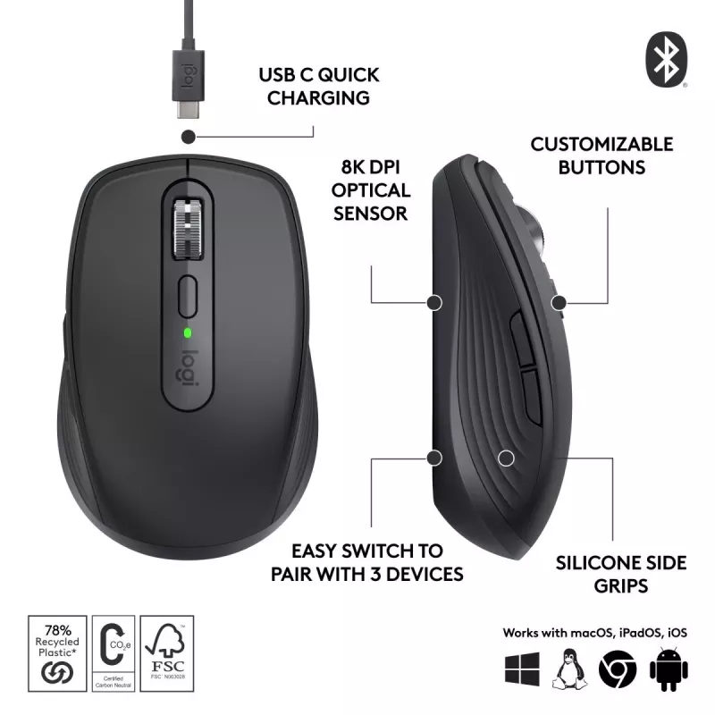 LOGITECH Mx Anywhere 3s Ratón inalámbrico