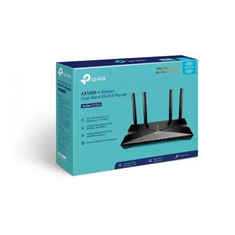 TP-Link Archer AX1800 Router WLAN Gigabit Ethernet Dualband (2,4 GHz / 5 GHz) Negro