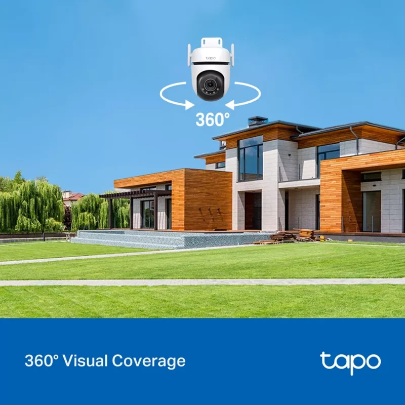 TP-Link Tapo cámara de seguridad Wi-Fi con giro/inclinación para exterior, cámara de seguridad IP, interior y exterior, inalámbrica, CE, FCC, RoHS, RCM, techo, negro, blanco