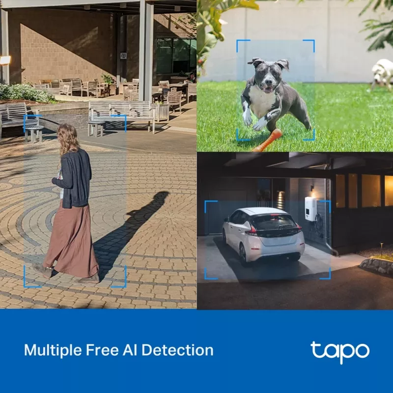 TP-Link Tapo cámara de seguridad Wi-Fi con giro/inclinación para exterior, cámara de seguridad IP, interior y exterior, inalámbrica, CE, FCC, RoHS, RCM, techo, negro, blanco