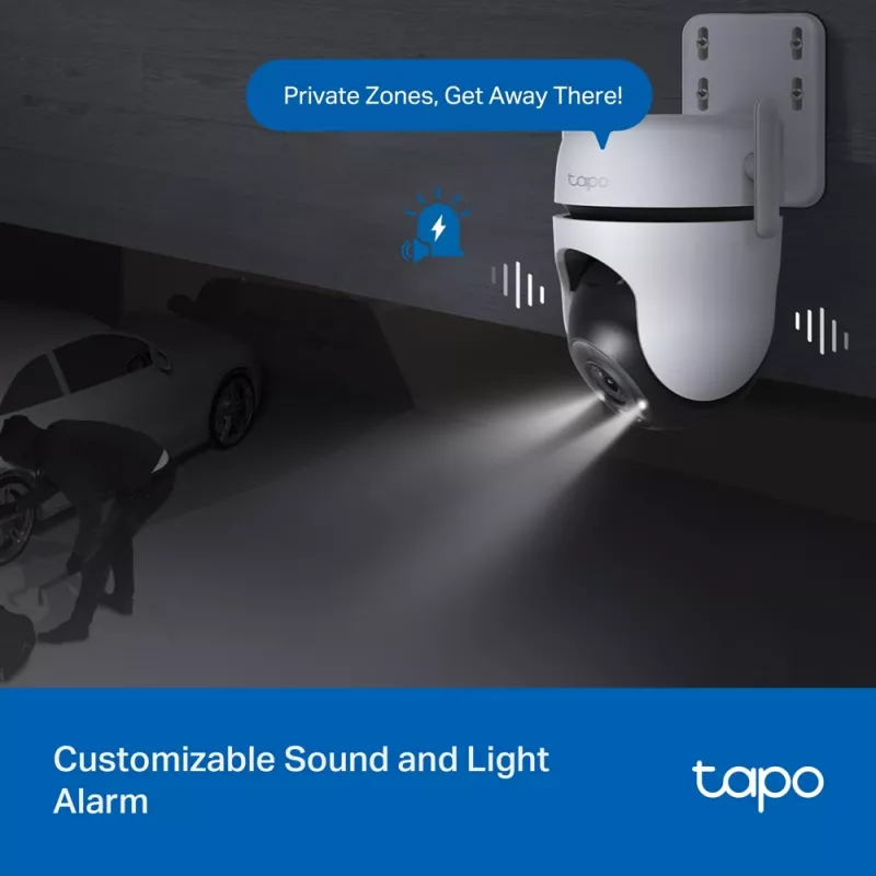TP-Link Tapo cámara de seguridad Wi-Fi con giro/inclinación para exterior, cámara de seguridad IP, interior y exterior, inalámbrica, CE, FCC, RoHS, RCM, techo, negro, blanco