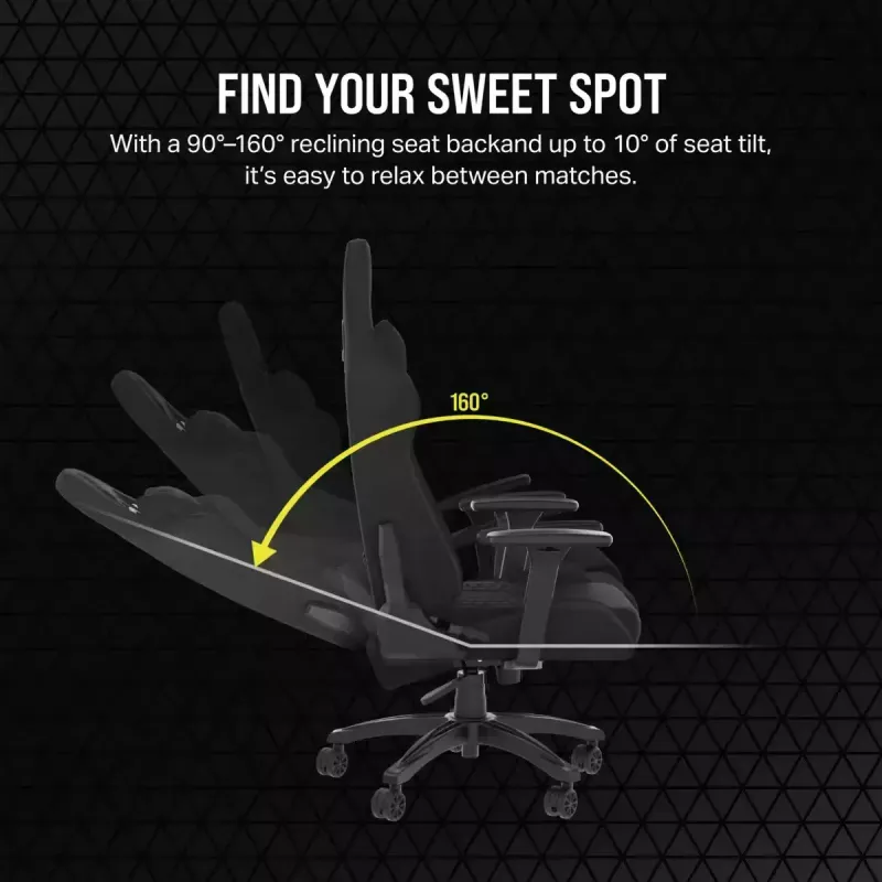 Corsair TC100 RELAXED asiento acolchado negro respaldo 59,5x81 cm