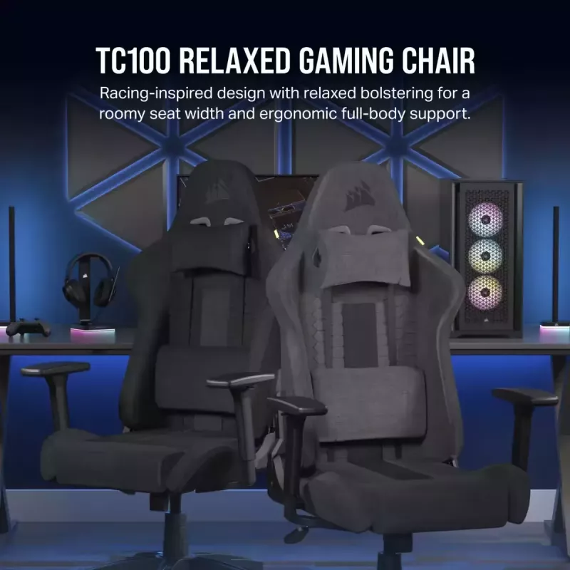 Corsair TC100 RELAXED asiento acolchado negro respaldo 59,5x81 cm