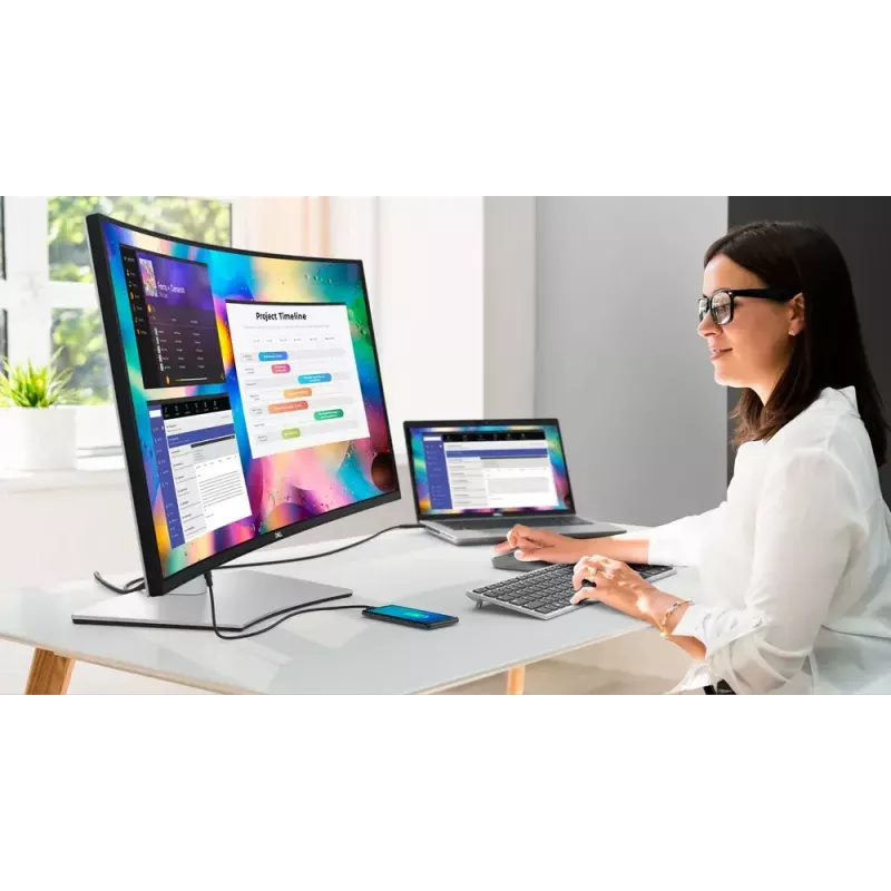 DELL UltraSharp U3824DW monitor de ordenador 95,2 cm (37,5 inch) 3840 x 1600 píxeles Wide Quad HD+ LCD negro, plateado
