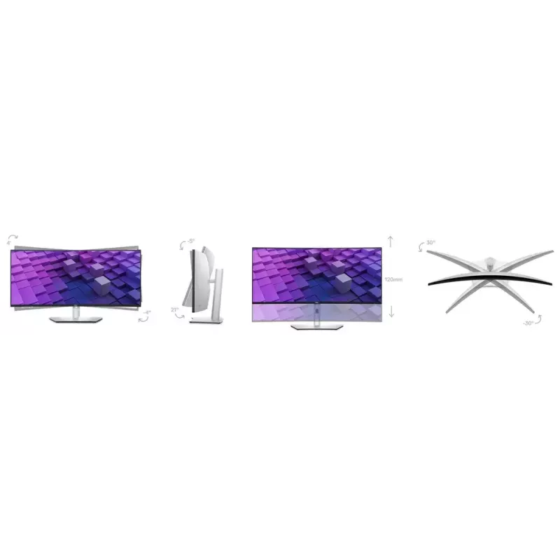 DELL UltraSharp U3824DW monitor de ordenador 95,2 cm (37,5 inch) 3840 x 1600 píxeles Wide Quad HD+ LCD negro, plateado
