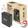 CLUB3D International Travel Charger 140W tecnología GaN, cuatro puertos USB Type-A (1x) y -C (3x), compatible con PPS + Power Delivery (PD) 3.1