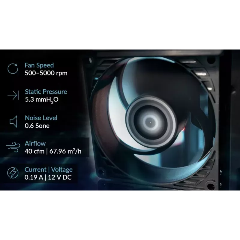 Ventilador de 80 mm Arctic P8 Max High-Performance PWM, 80 mm de diámetro, negro, 67,96 m³/h flujo de aire, 0,6 Sone