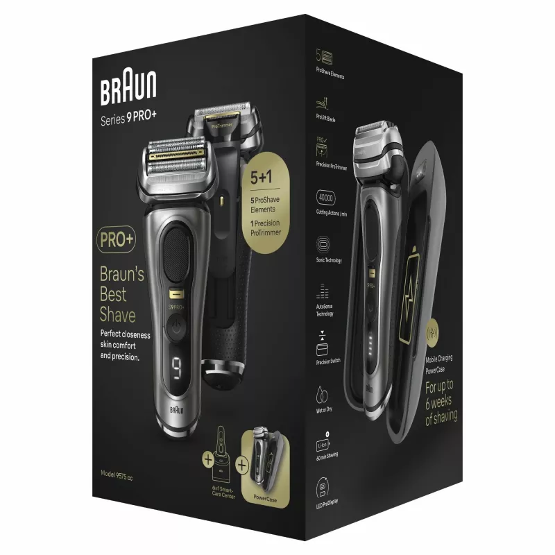 Braun Series 9 Pro+ 9575cc Afeitadora en húmedo y en seco Afeitadora de láminas Recortadora Metallic