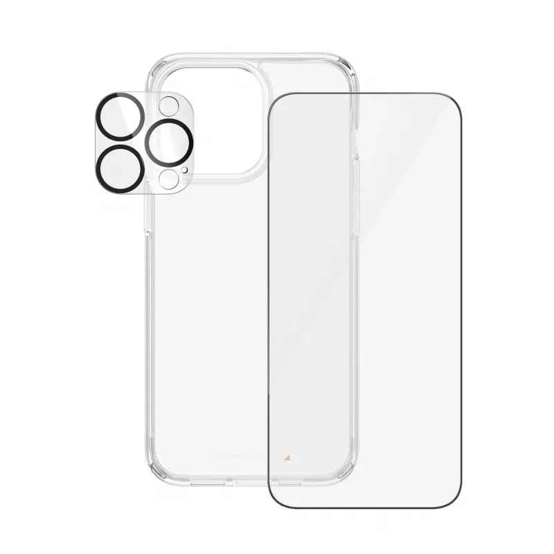PanzerGlass ® Pack 3 en 1 iPhone 15 Pro Max, Apple, Apple - iPhone 15 Pro Max, Aplicación en seco, Antigolpes, Transparente, 1 unidad