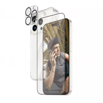 PanzerGlass Pack 3 en 1 iPhone 15 Pro Cristal Templado Transparente
