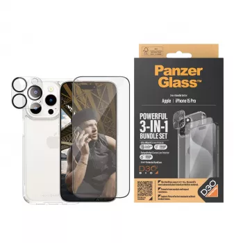 PanzerGlass Pack 3 en 1 iPhone 15 Pro Cristal Templado Transparente
