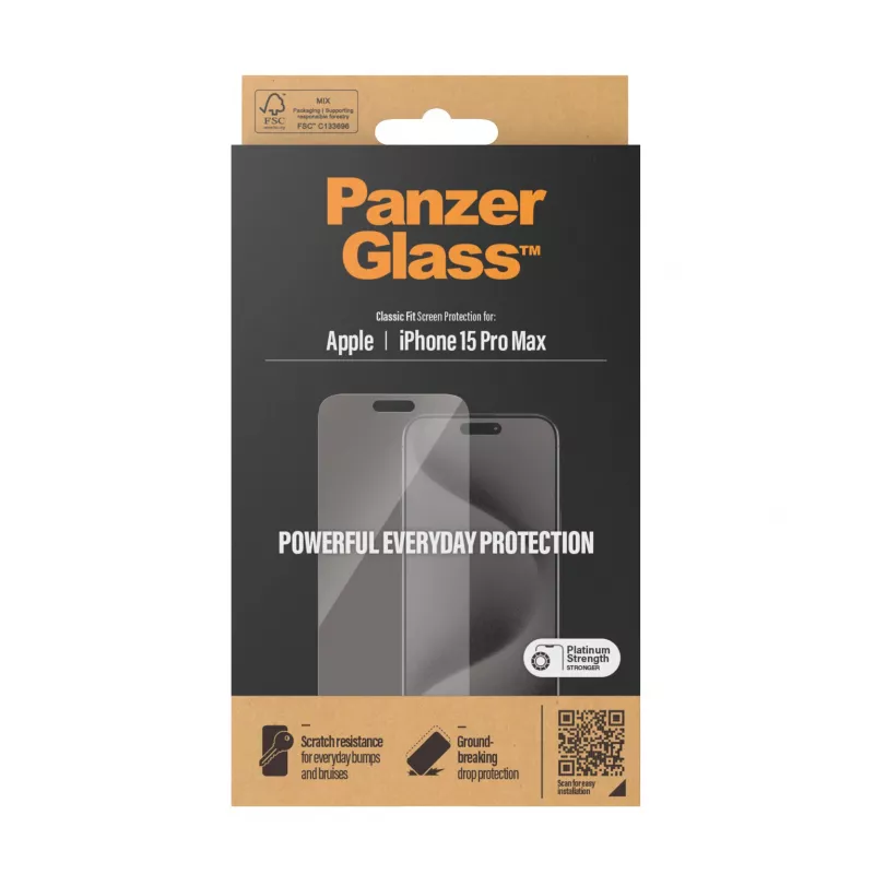 PanzerGlass ® Protector de pantalla iPhone 15 Pro Max | Classic Fit