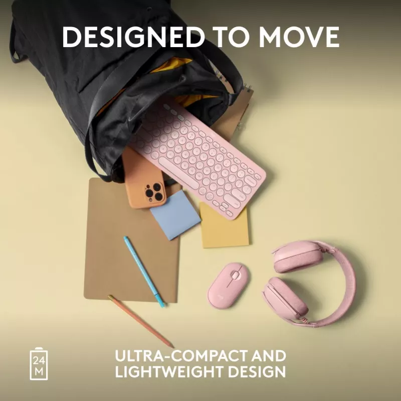 LOGITECH Pebble 2 M350s Ratón óptico inalámbrico rosa