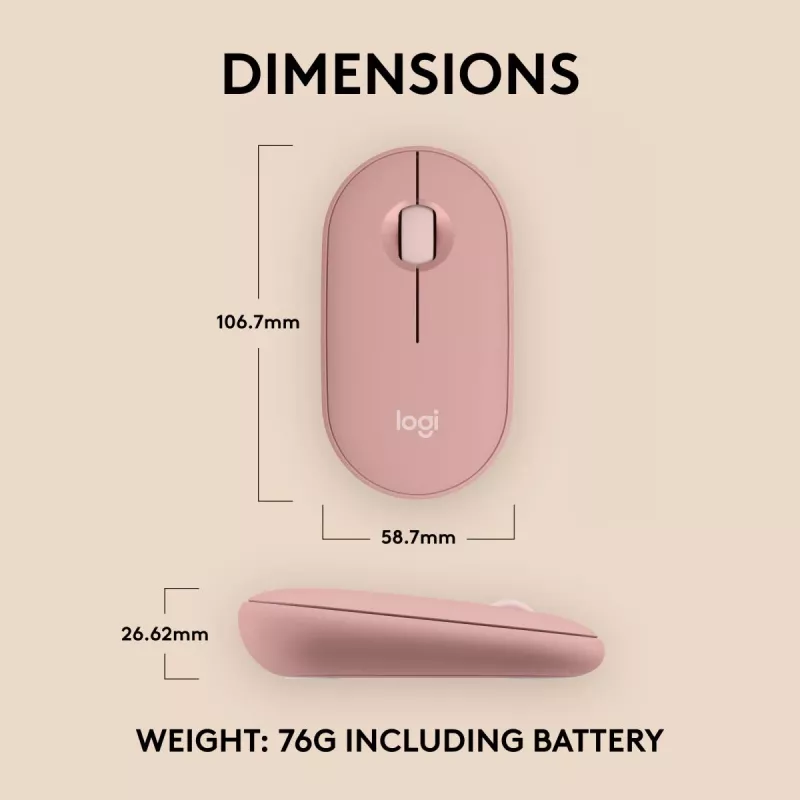 LOGITECH Pebble 2 M350s Ratón óptico inalámbrico rosa