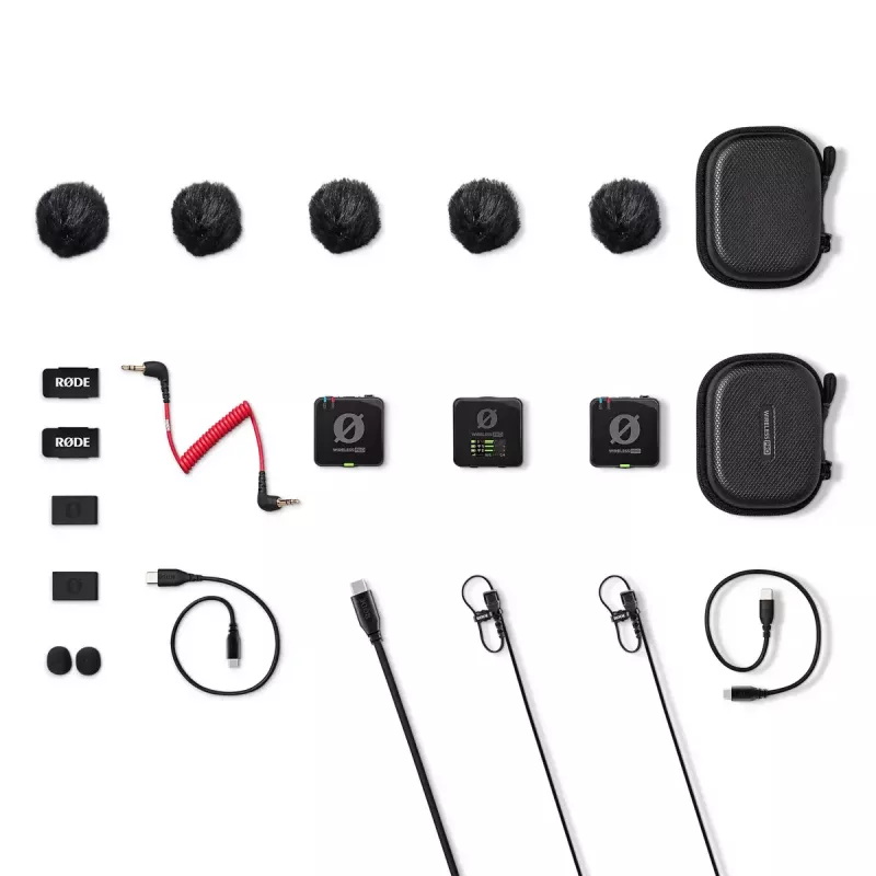 Sistema de micrófono lavalier inalámbrico RØDE Wireless PRO — lavalier omnidireccional, 20–20.000 Hz, batería de 7 h, alcance de 260 m