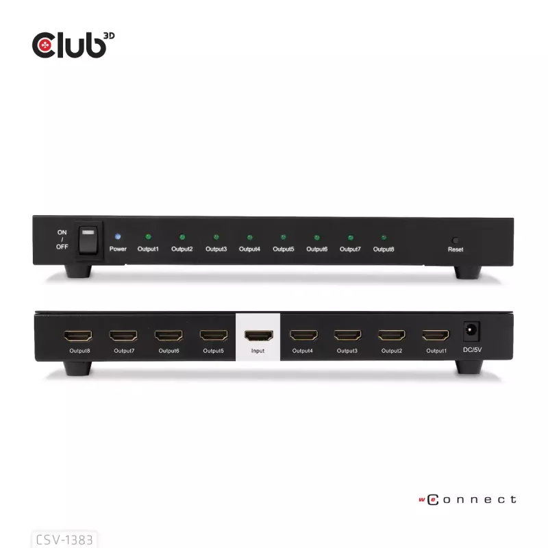 Splitter HDMI™ CLUB3D de 1 a 8 Full 3D y 4K60Hz (600MHz)