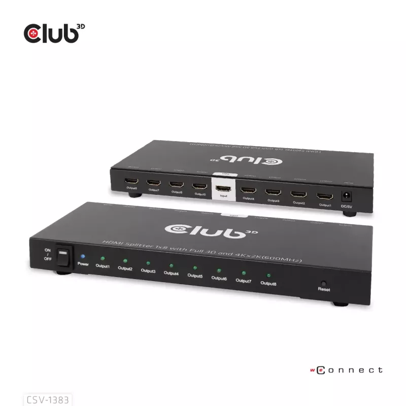 Splitter HDMI™ CLUB3D de 1 a 8 Full 3D y 4K60Hz (600MHz)