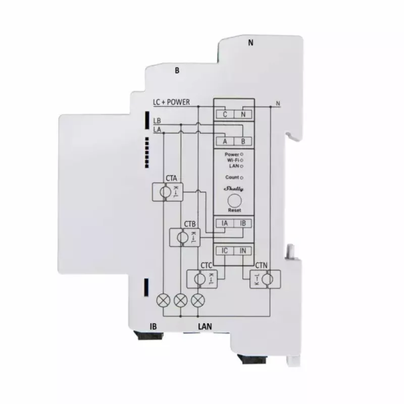 Medidor de consumo eléctrico Shelly Pro 3EM AC 120 A 50-60 Hz