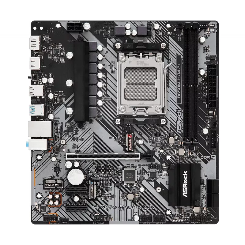 Placa base ASRock B650M-H/M.2+ AM5 AMD B650 2 X DDR5 1 X HDMI 2.1 Tmds/frl 8g compatible 1 X DisplayPort 1.4 con DSC mATX