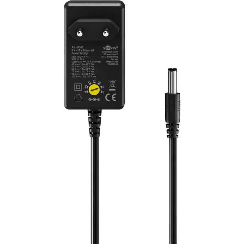 Adaptador de CA Goobay 64568 Universal Negro 12V 2.25A 1.8m