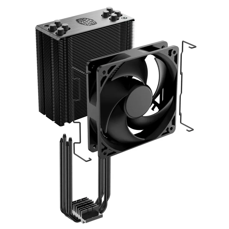 Cooler Master Hyper 212 Black RR-S4KK-25SN-R1 disipador de aire para CPU, ventilador de 120 mm, 4 tubos de calor, AM4/AM5/LGA1700, negro