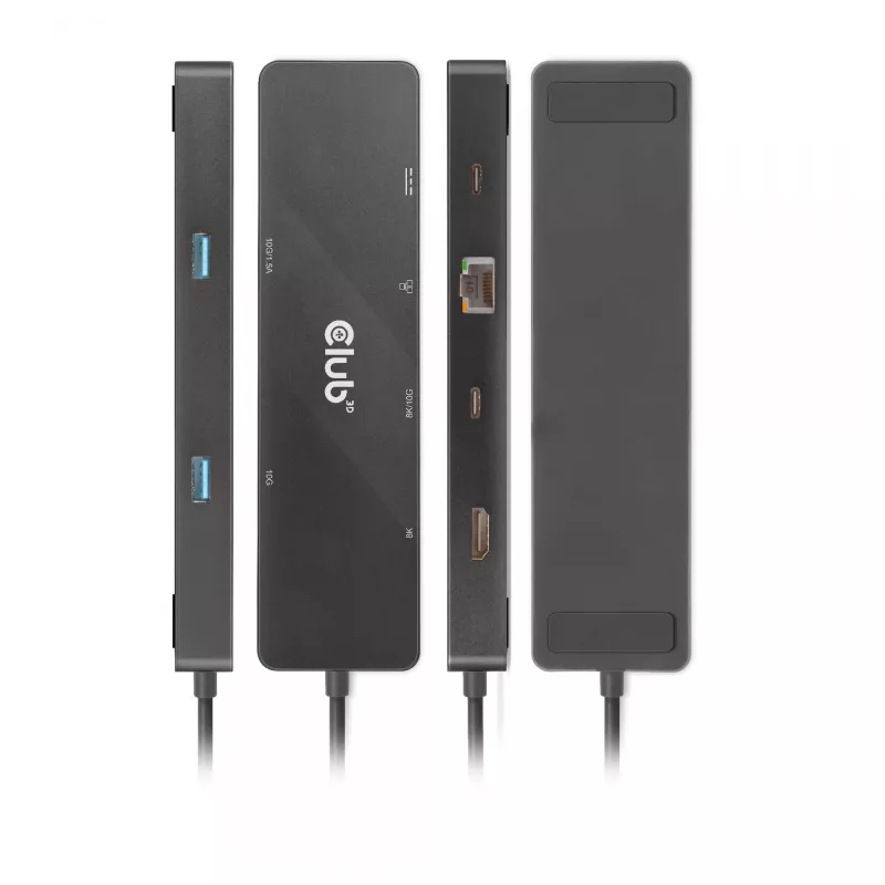 CLUB3D USB3.2 Gen2 Type-C, dock portátil 6 en 1 de doble pantalla con vídeo USB Type-C 4K60Hz