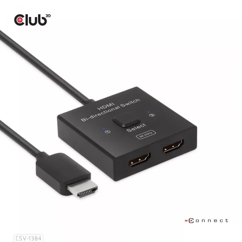 CLUB3D Switch bidireccional HDMI 2 en 1 8K60Hz 4K120Hz CSV-1384