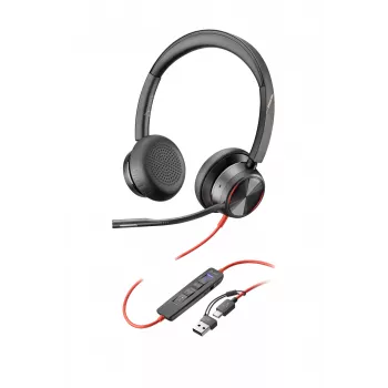 HP Poly Blackwire 8225 auriculares estéreo USB-C certificados para Microsoft Teams + adaptador USB-C/A