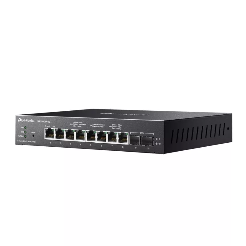 TP-Link Omada Switch inteligente de 8 puertos 2.5GBASE-T y 2 puertos 10GE SFP+ con 8 puertos PoE+