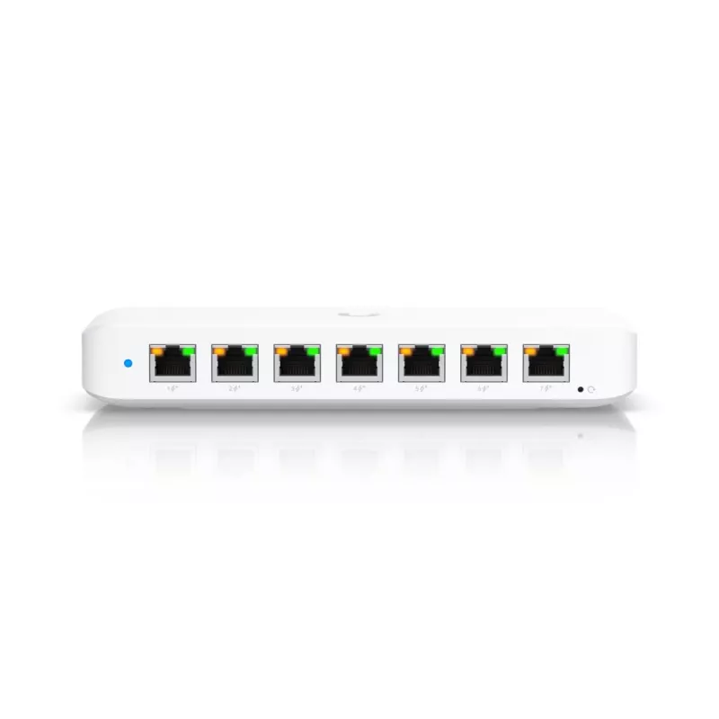Switch gestionado UBIQUITI USW-Ultra L2, 8 puertos Gigabit PoE, 7 PoE, presupuesto 42 W, DC/PoE, conmutación 16 Gbit/s
