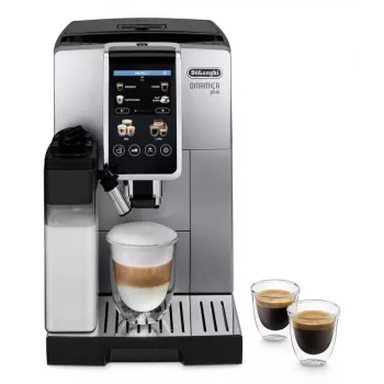 Cafetera espresso combinada DeLonghi Dinamica Plus ECAM380.85.SB — depósito de agua de 1,8 L, depósito de café en grano de 300 g, 15 bar