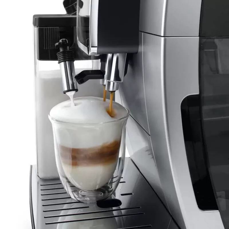 Cafetera espresso combinada DeLonghi Dinamica Plus ECAM380.85.SB — depósito de agua de 1,8 L, depósito de café en grano de 300 g, 15 bar