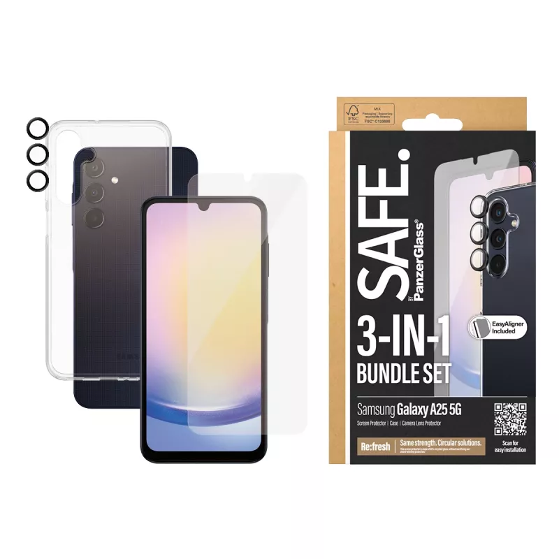 Pack de protección 3 en 1 PanzerGlass SAFE. by ® Samsung Galaxy A25 5G