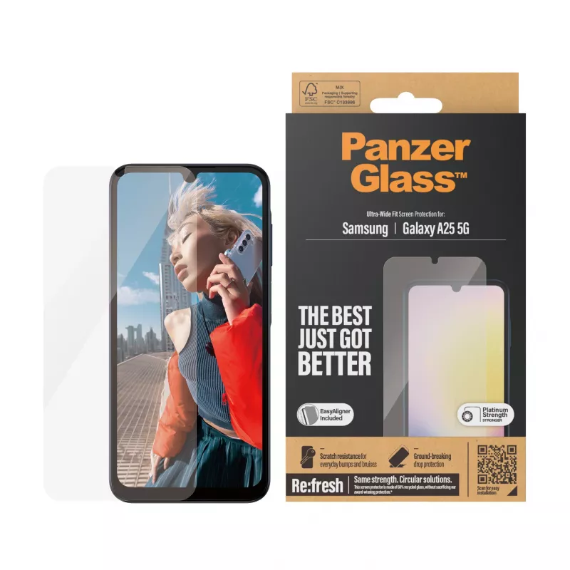 Lámina protectora de pantalla PanzerGlass ® Samsung Galaxy A25 5G | Ultra-Wide Fit con EasyAligner