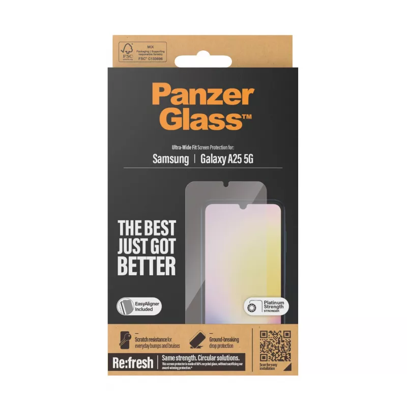 Lámina protectora de pantalla PanzerGlass ® Samsung Galaxy A25 5G | Ultra-Wide Fit con EasyAligner