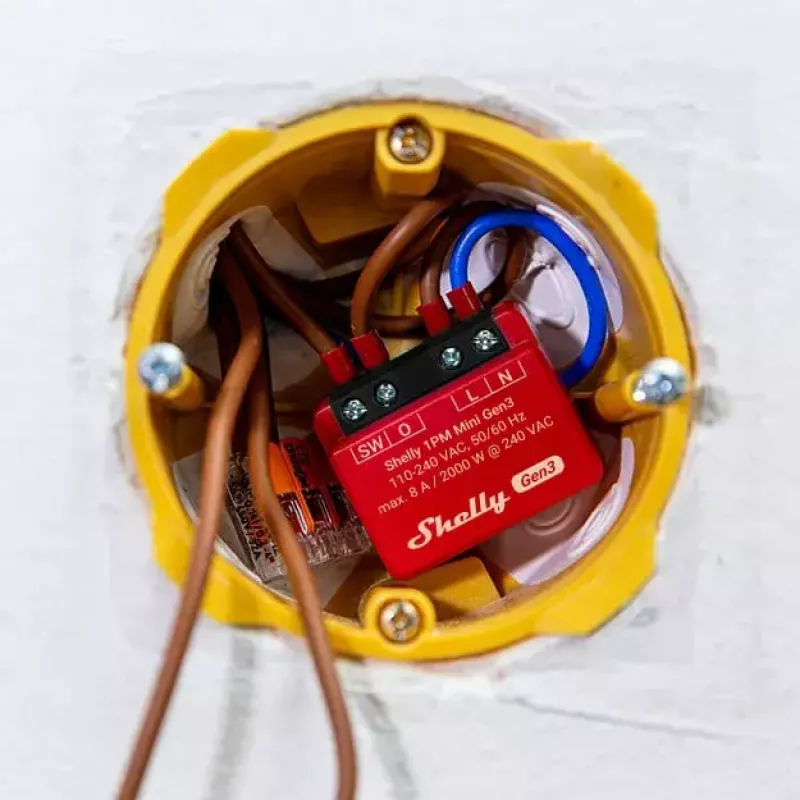 Interruptor inteligente Shelly 1PM Mini Gen3 1P inalámbrico 110-240V