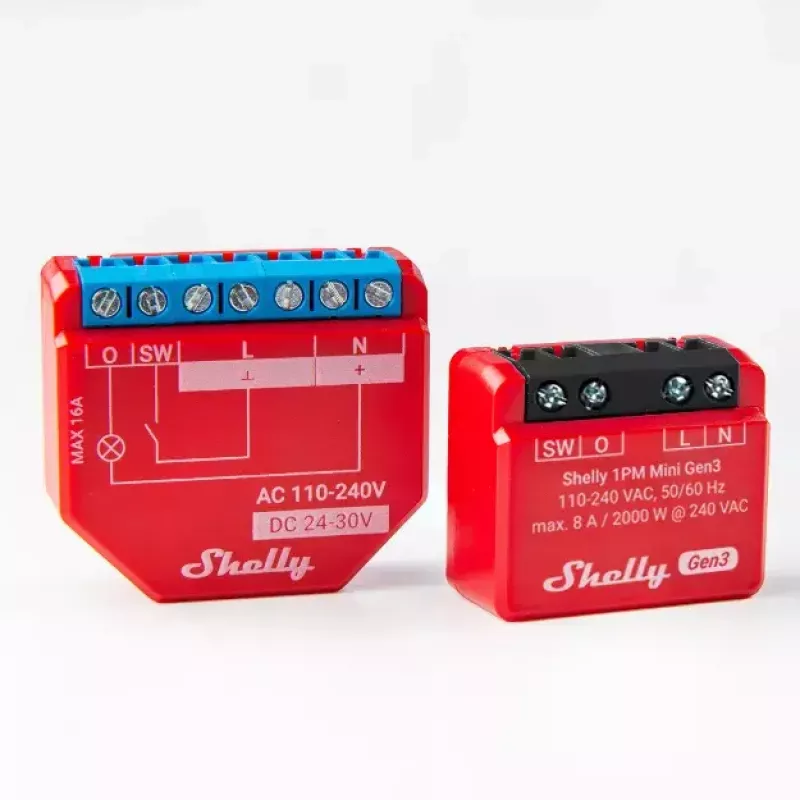 Interruptor inteligente Shelly 1PM Mini Gen3 1P inalámbrico 110-240V