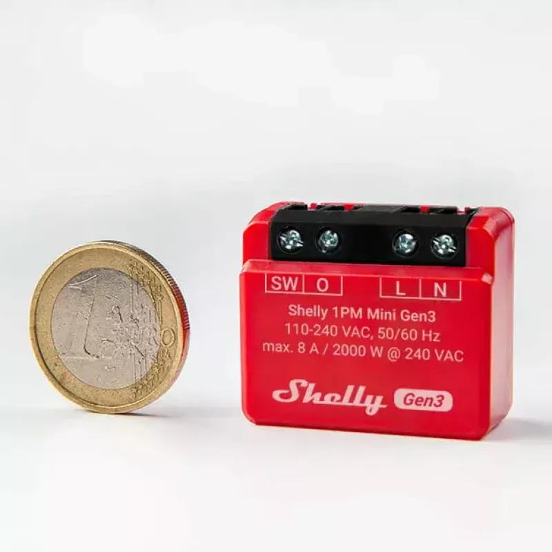 Interruptor inteligente Shelly 1PM Mini Gen3 1P inalámbrico 110-240V